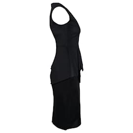 Sportmax-Sportmax Kleid mit Schößchen aus schwarzer Baumwolle-Schwarz