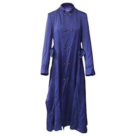 Roland Mouret-Roland Mouret Double Breasted Coat in Blue Acrylic-Blue