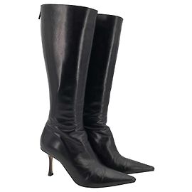 Jimmy Choo boots in black leather with pointed tips  Black