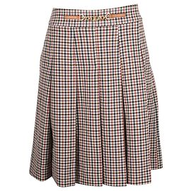 Tory Burch Plaid Pleated Skirt in Red Polyester Red