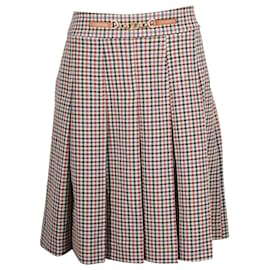 Tory Burch-Tory Burch Plaid Pleated Skirt in Red Polyester-Red