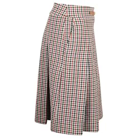 Tory Burch-Tory Burch Plaid Pleated Skirt in Red Polyester-Red