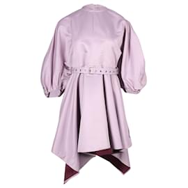 Marques Almeida-Marques Almeida Belted Balloon Sleeve Dress in Purple Recycled Polyester-Other,Purple