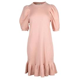 Ulla Johnson-Ulla Johnson Knitted Puff Sleeve Dress in Pink Cotton-Pink
