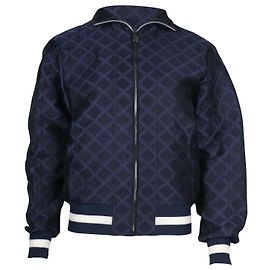 Chanel Quilted Bomber Jacket in Navy Blue Polyester Blue Navy blue