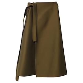 Céline-Celine Wrap Midi Skirt in Brown Viscose-Brown