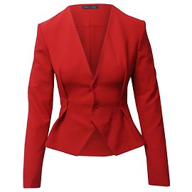 Roland Mouret Peplum Blazer Jacket in Red Polyester Red