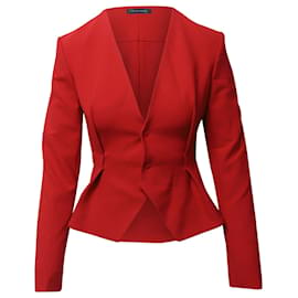 Roland Mouret-Roland Mouret Peplum Blazer Jacket in Red Polyester-Red