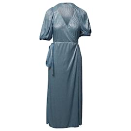 Autre Marque-Rotate Birger Christensen Frida Wrap Dress in Blue Polyester-Blue