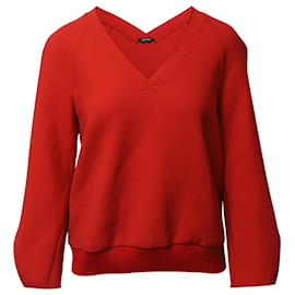Jil Sander-Jil Sander V-neck Sweater in Red Polyester-Red