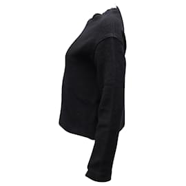 Simon Miller-Simon Miller Frayed Neckline Sweater in Black Cotton -Black