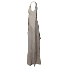 Roland Mouret-Roland Mouret Ärmelloses langes Kleid mit V-Ausschnitt aus beigefarbenem Polyester-Beige