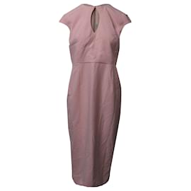 Roland Mouret-Roland Mouret Chiswell Key Hole Sheath Dress in Pink Polyester-Pink