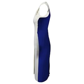 Autre Marque-Vestido midi sin mangas color block en acetato blanco y azul de Antonio Berardi-Otro,Impresión de pitón