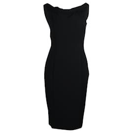 Moschino-Moschino Günstiges und schickes Kleid mit Wasserfallausschnitt aus schwarzem Polyseter-Schwarz