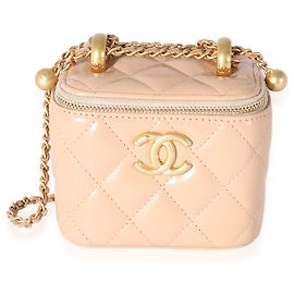 Mini neceser de piel de cordero acolchada rosa de Chanel Pearl Crush Rosa