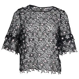 Sandro Paris Guipure Star Lace Top aus schwarzem Polyester Schwarz