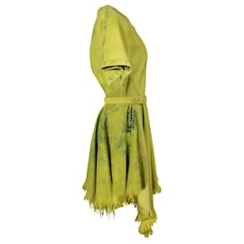 Marques Almeida-Marques Almeida Asymmetrisches Kleid mit Gürtel aus grüner Baumwolle-Grün