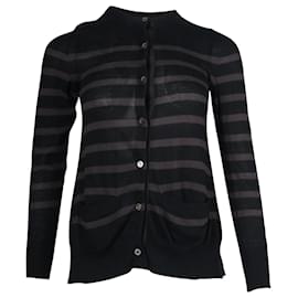 Sacai Luck-Cárdigan de Rayas Sacai en Algodón Negro-Negro