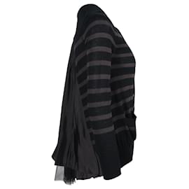 Sacai Luck-Sacai Striped Cardigan in Black Cotton-Black