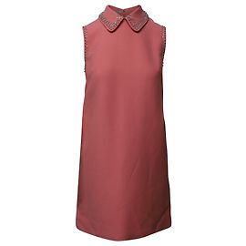 Miu Miu Robe Droite Ornée de Cristaux en Viscose Rose Rose