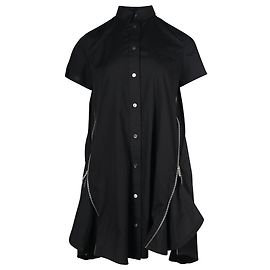 Robe chemise zippée Sacai en polyester noir Noir