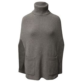 Joseph Rollkragen-Cape-Pullover aus grauem Kaschmir Grau