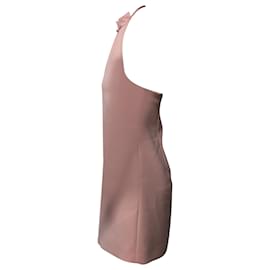 Miu Miu-Miu Miu Bow Detail Halter Mini Dress in Pastel Pink Triacetate-Other