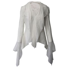 Roland Mouret Alcazar Blusa com gola plissada e bainha em lurex branco Branco