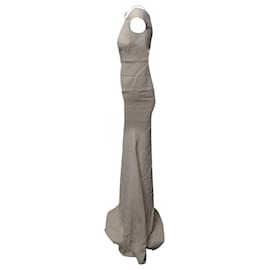 Roland Mouret-Roland Mouret Langes Kleid mit ausgeschnittenen Schultern aus cremefarbener Viskose-Weiß,Roh