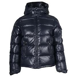 Moncler-Moncler Hooded Down Jacket in Navy Blue Nylon-Navy blue