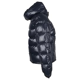 Moncler-Moncler Hooded Down Jacket in Navy Blue Nylon-Navy blue