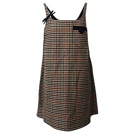 Prada Houndstooth Pattern Etuikleid aus brauner Wolle Braun
