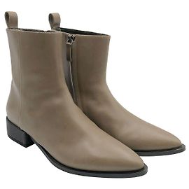 Brunello Cucinelli ankle boots in taupe leather with Precious beaded heel Brown Beige