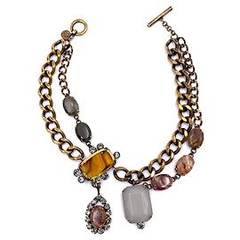 Collana grossa Carolina Herrera in cristalli di ottone e resina D'oro Metallico