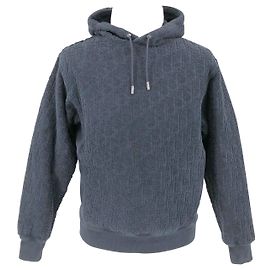 Dior Hoodie aus blauer Baumwolle im Devoré-Stil mit Monogramm Blau