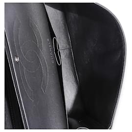 Chanel-Chanel Metallic Gunmetal Quilted Lambskin Jumbo Double Flap Bag -Black