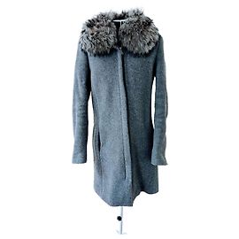 Claudie Pierlot abrigo con cuello de piel Gris