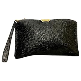 Burberry-Burberry pochette or clutch bag, black pebbled leather-Black