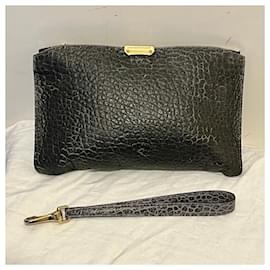 Burberry-Pochette ou clutch da Burberry, couro de seixos preto-Preto