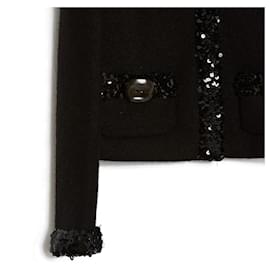 Dolce & Gabbana-BLACK WOOL SEQUINS EN38-Black