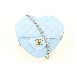 Chanel-22s Blue Quilted Lambskin CC in Love Large Heart Bag GHW-Other