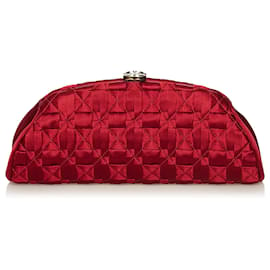 Chanel-Chanel Red Timeless Satin Clutch-Red