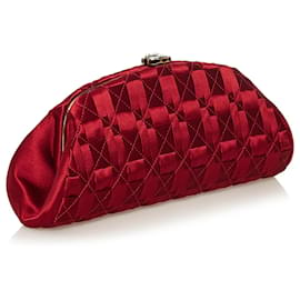 Chanel-Chanel Red Timeless Satin Clutch-Red