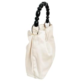 Dior-Dior White Malice Nylon Handbag-White,Cream
