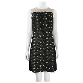 Diane Von Furstenberg DvF Reona Spitzenkleid mit Grafik Schwarz Roh