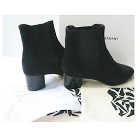 Isabel Marant Etoile-ISABEL MARANT ETOILE New black suede boots Danae T37 IT-Black