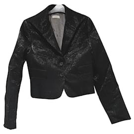 Pinko-Pinko black metallic shimmer wool blazer-Black,Metallic