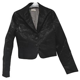 Pinko black metallic shimmer wool blazer Black Metallic