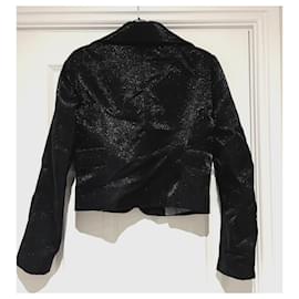 Pinko-Pinko black metallic shimmer wool blazer-Black,Metallic